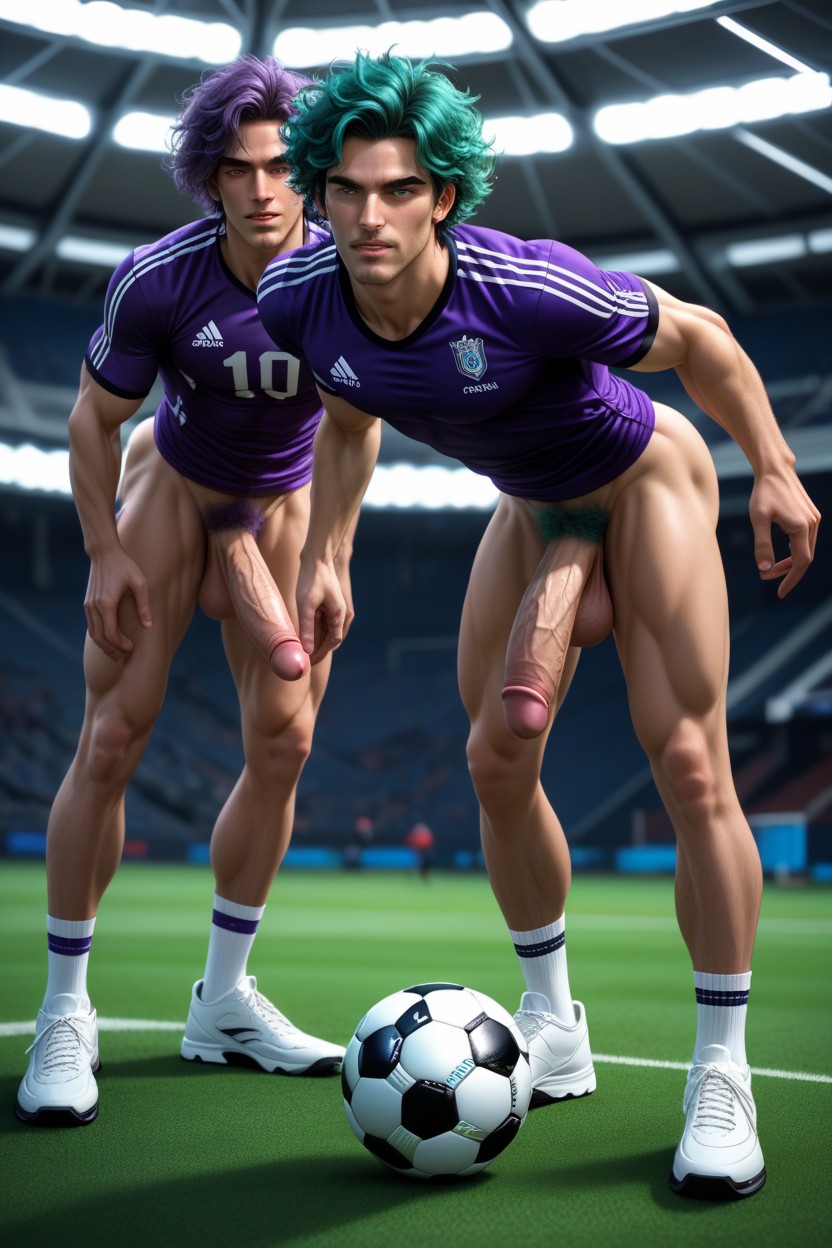 Football (soccer) Player, No Socks, Green Hair AI Gay Porn