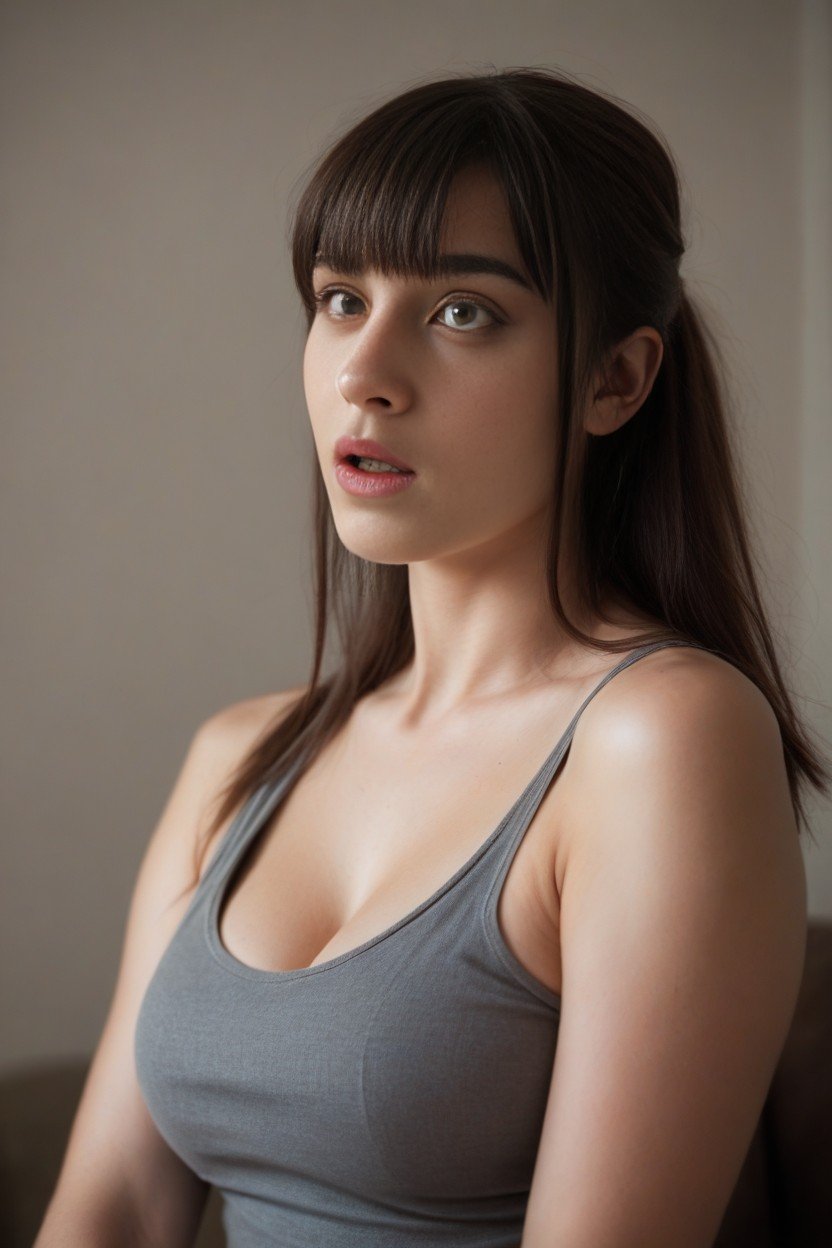 Tank Top, Shocked, Bangs Shemale AI Porn