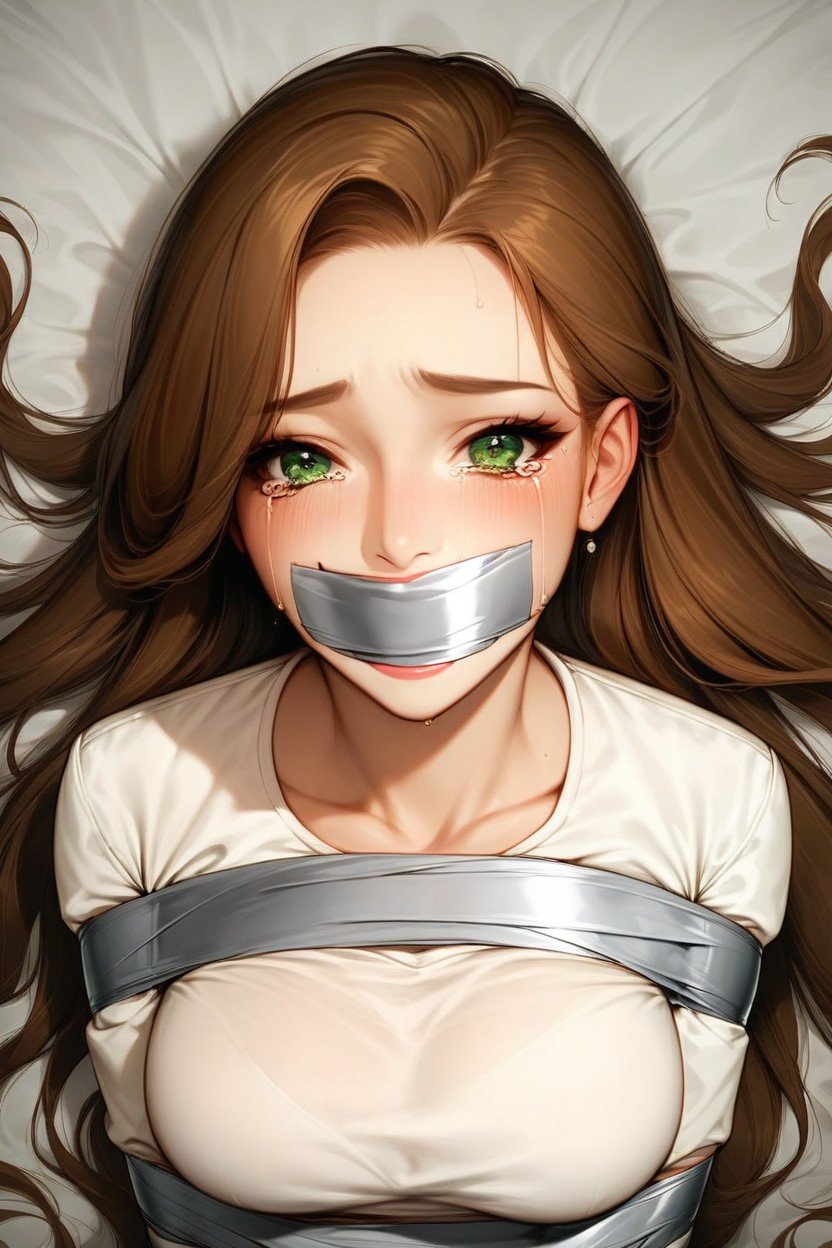 Wearing White Poloshirt, And Grey Skirttape Bondage, 18+Porno AI