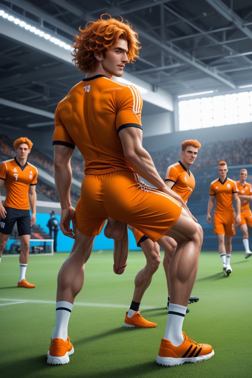 Huge Balls, Huge Penis, Orange Hair AI Gay Porn