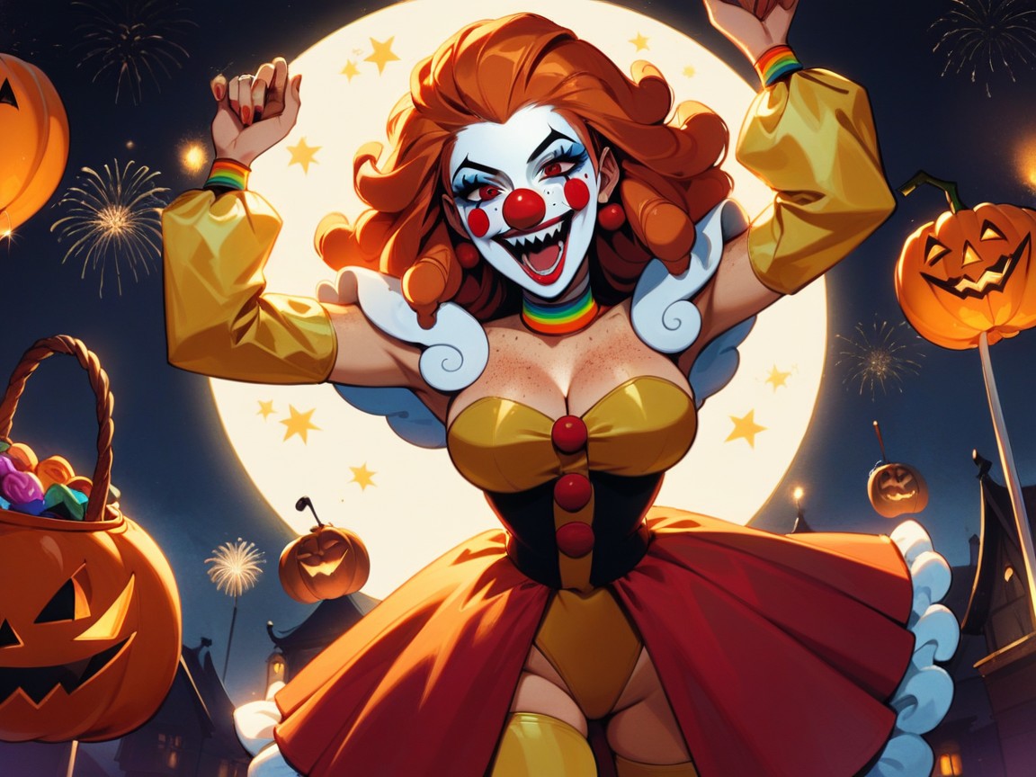Haunted Circus Background, Rounded Abdomen, Carnival Hentai AI Porn