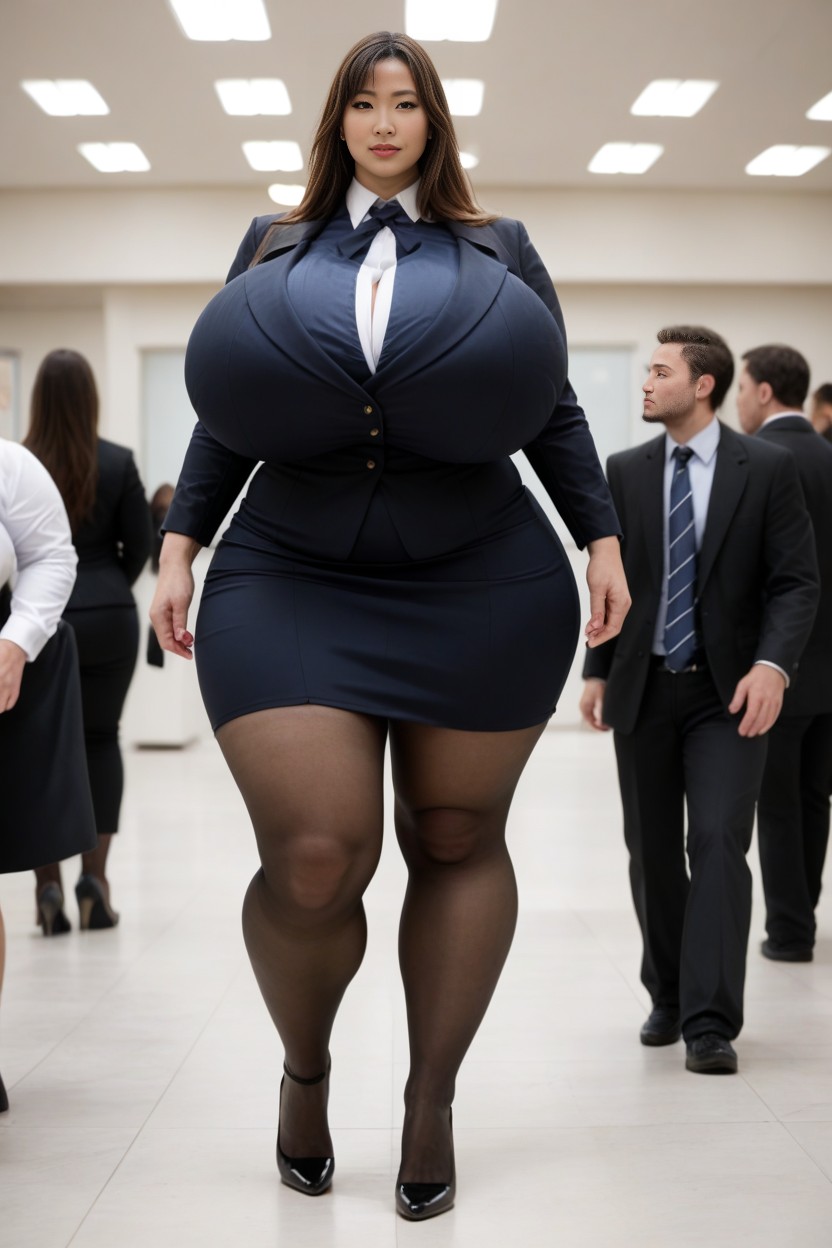 Giant Asian Woman, 1 Person, Less Skin Exposure AI Porn