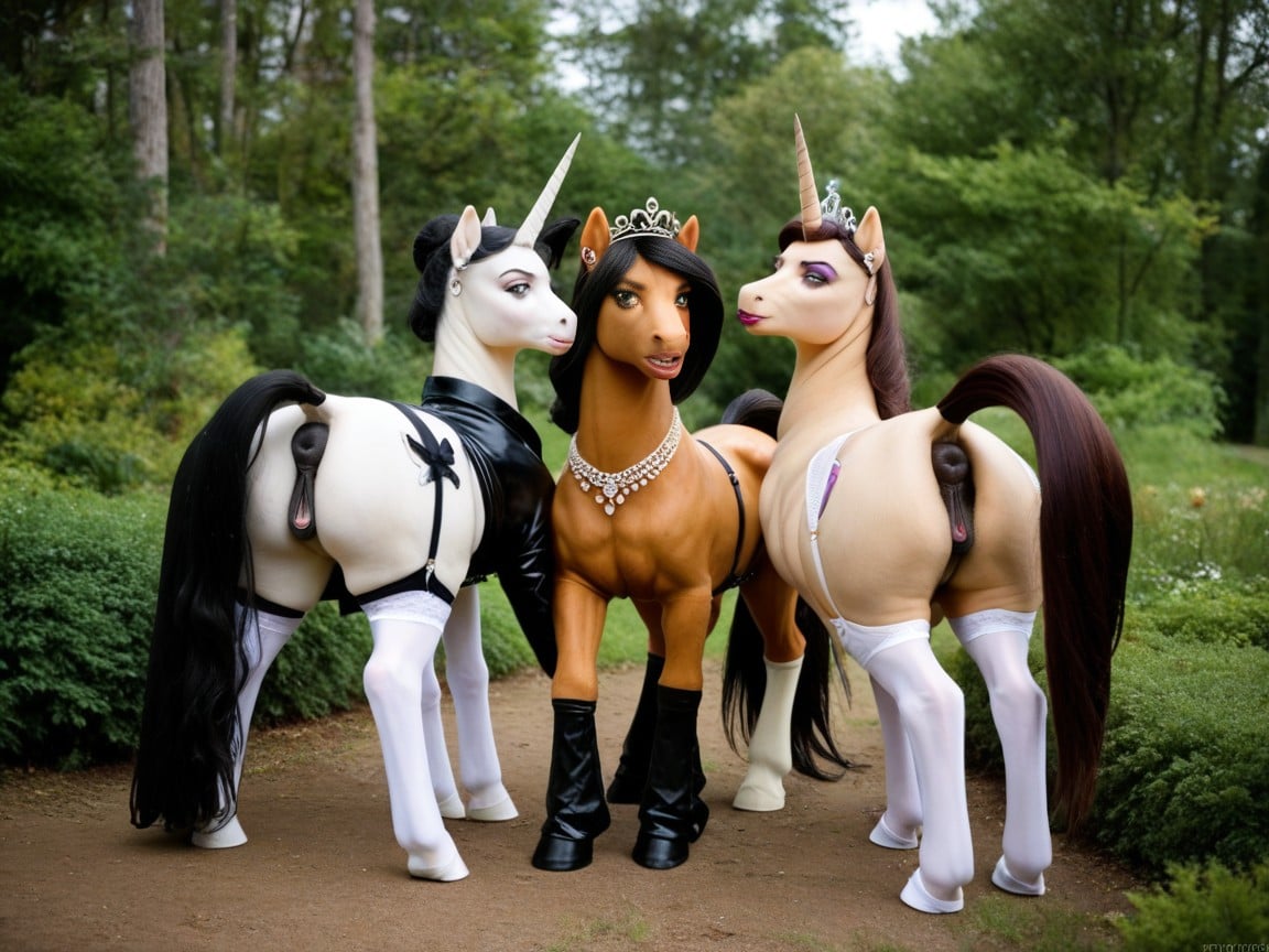 Large Pony Teats, Presenting Pony Pussies, Long Faced Ponies Furry AI Porn