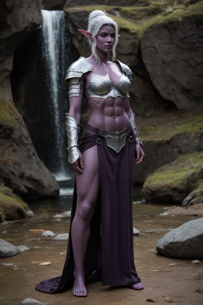 Fit, Purple Skin, White Hair AI Porn