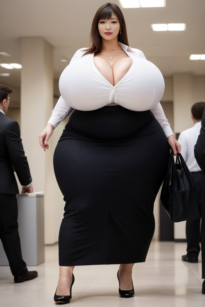 Massive Breast, Giant Insane Massive Gigantic Breasts, Many People Around AI Porn
