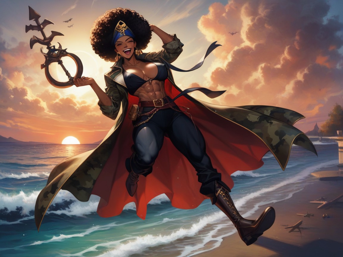 Wide Upper Body, Haunted Pirate Ship Background, Pirate Hentai AI Porn