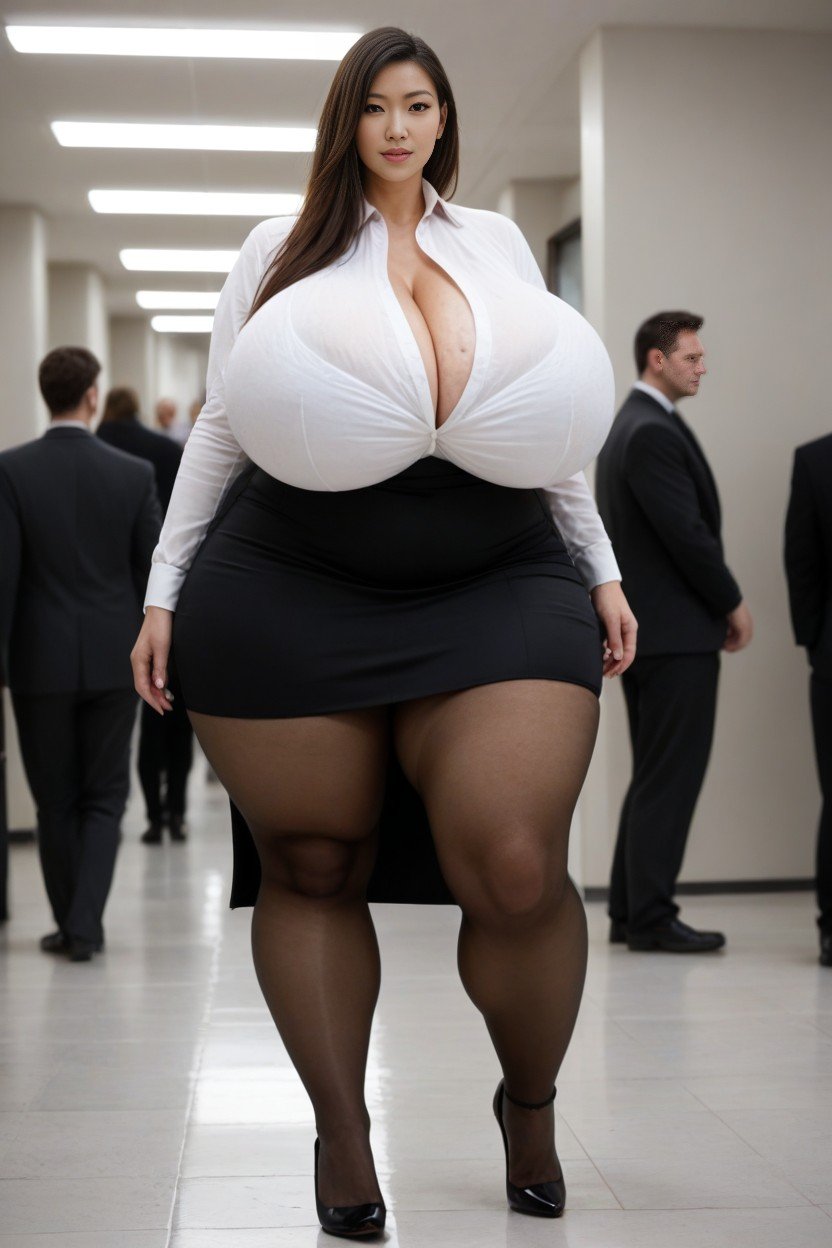 Black Suit, Bunda Extremamente Grande, Giantess Pornografia de IA