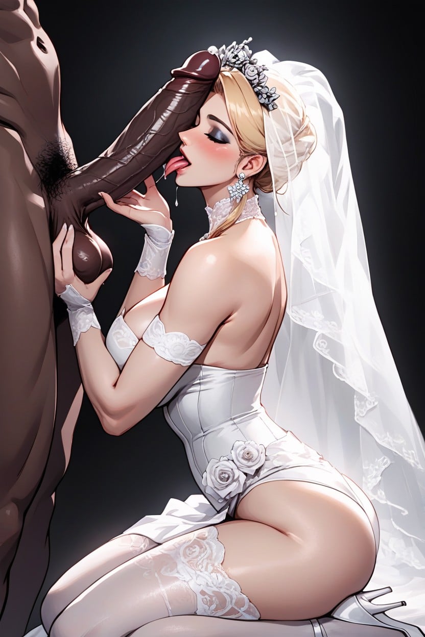 Mouth Extremely Wide Open, Bridal Lingerie, Subtle Silhouette Light AI Porn