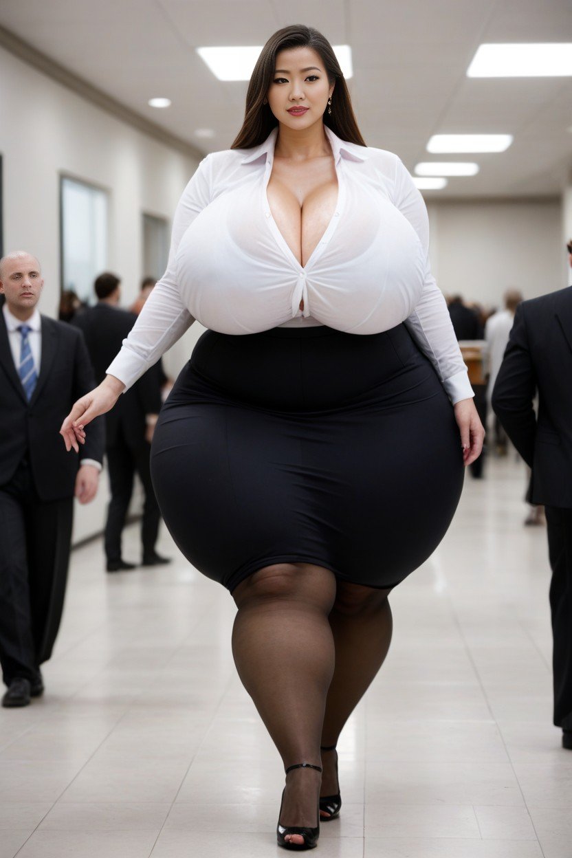 Walking Fast, No Nude, Gigantic Breasts Shemale AI Porn