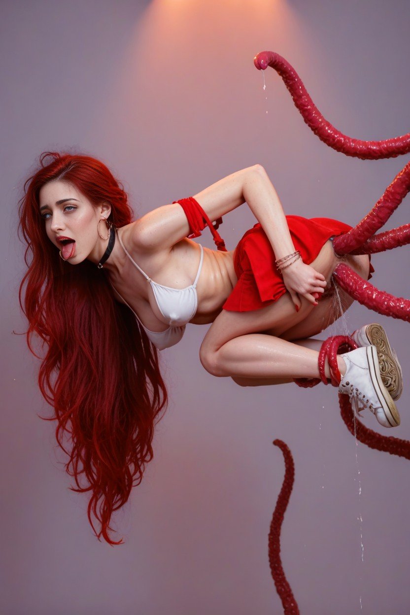 Suspended In The Air, Tentacles, Pale Skin Woman Shemale AI Porn