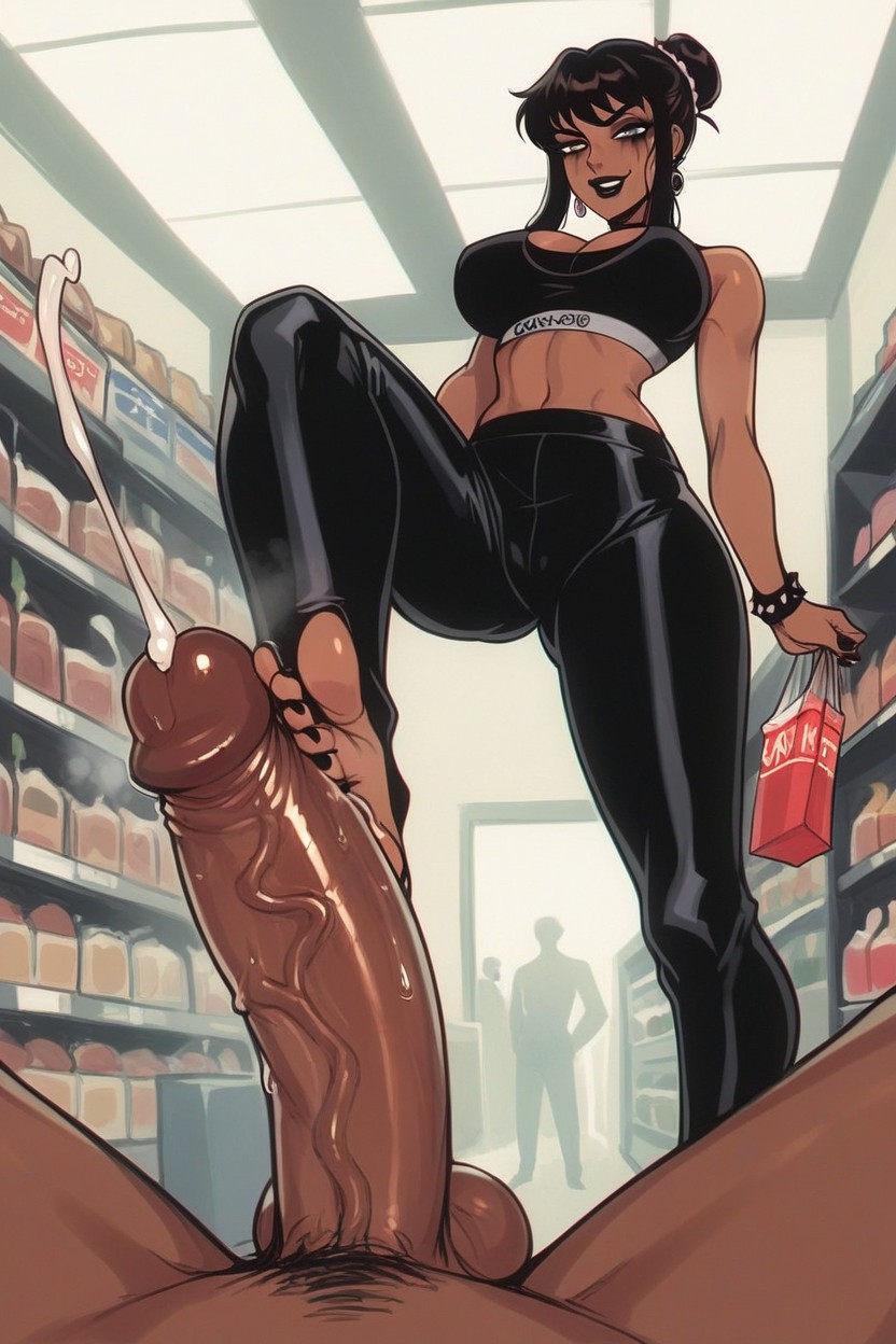 Chocolate Skin, Eyeliner, Footjob Hentai AI Porn