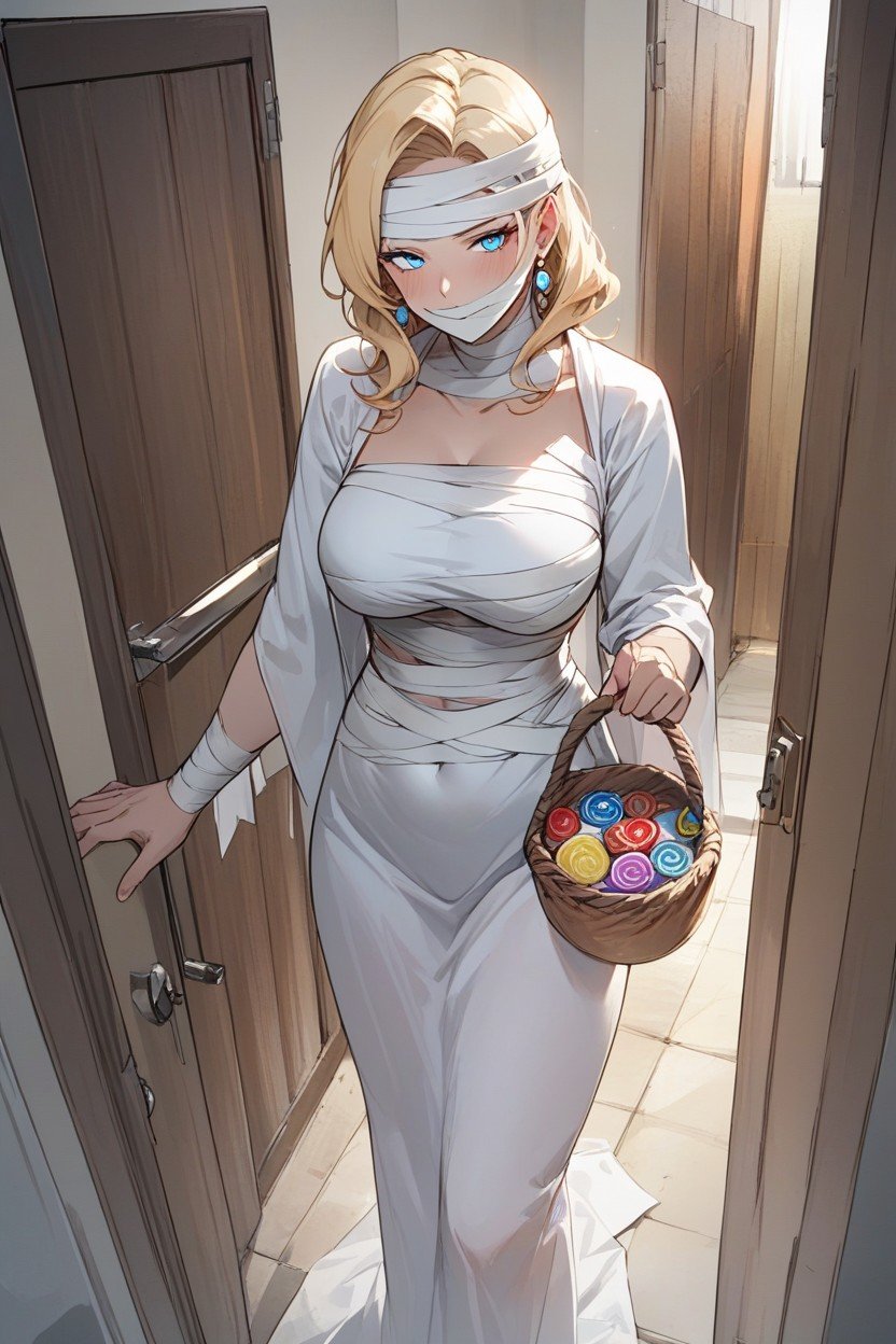 18+, Candies In Basket, Slight High Angle Lifting Basket Asking For TreatsPorno AI Hentai