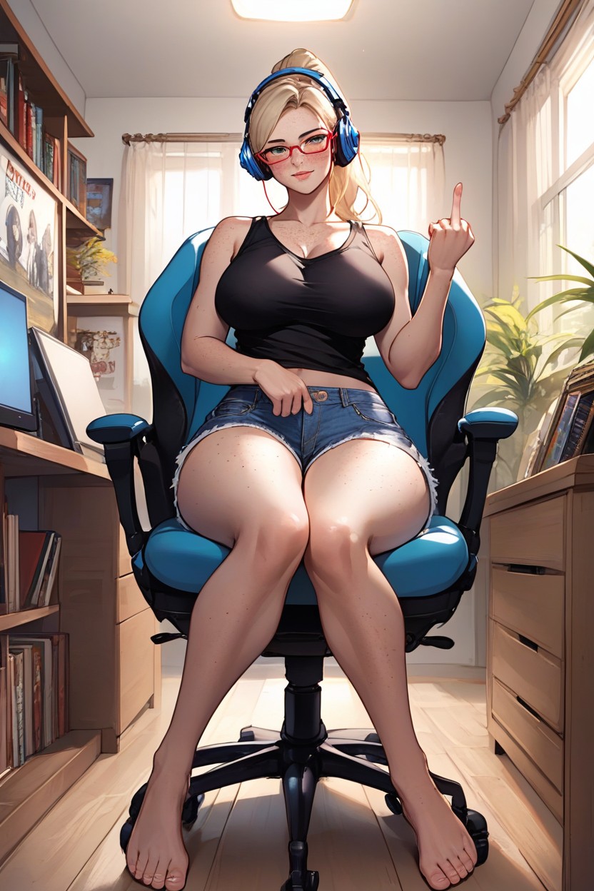 Ojos Verdes, Pecas, Red Glasses Hentai IA