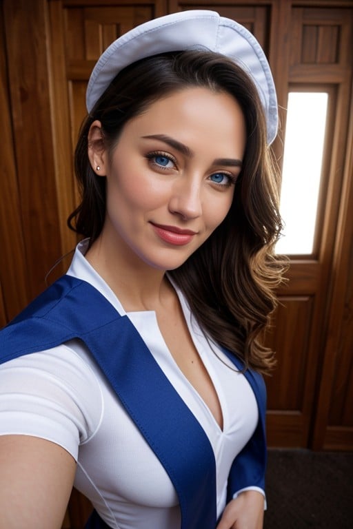 Blue Eyes, Sailor Uniform, Front View Shemale AI Porn