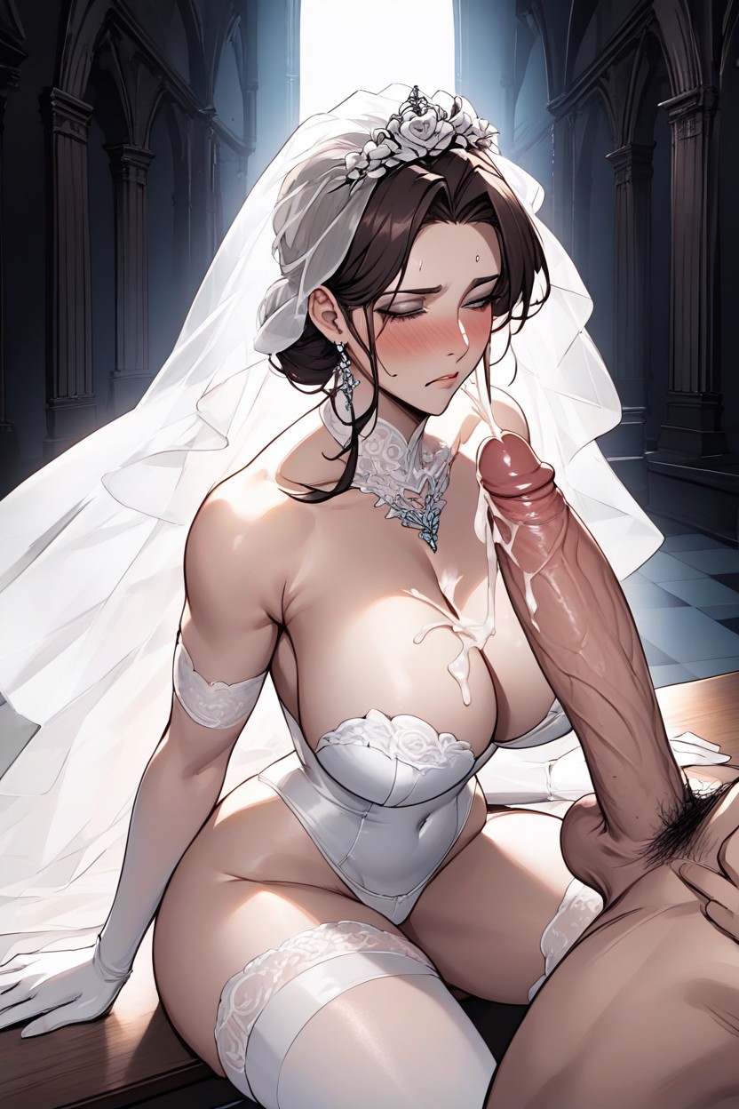 Skinny, Big Bare Exposed Glutes, Bridal Lingerie AI Porn