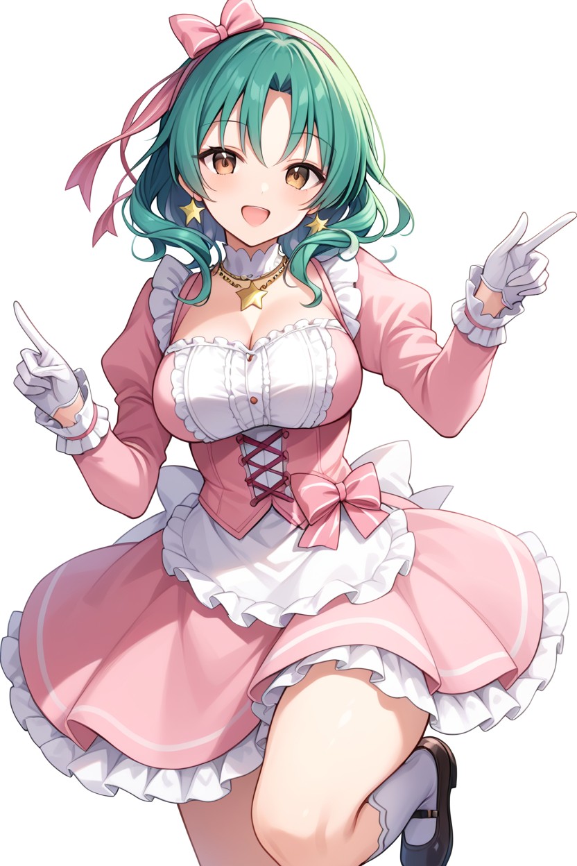 Jewelry, Pointing At Self, Standing On One Leg AI Porn
