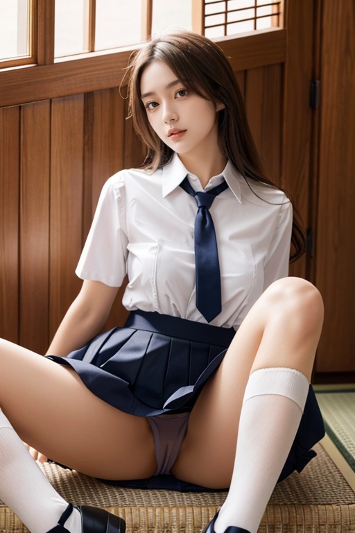 Bottom Up (upskirt), School Uniform, Full Body AI Porn