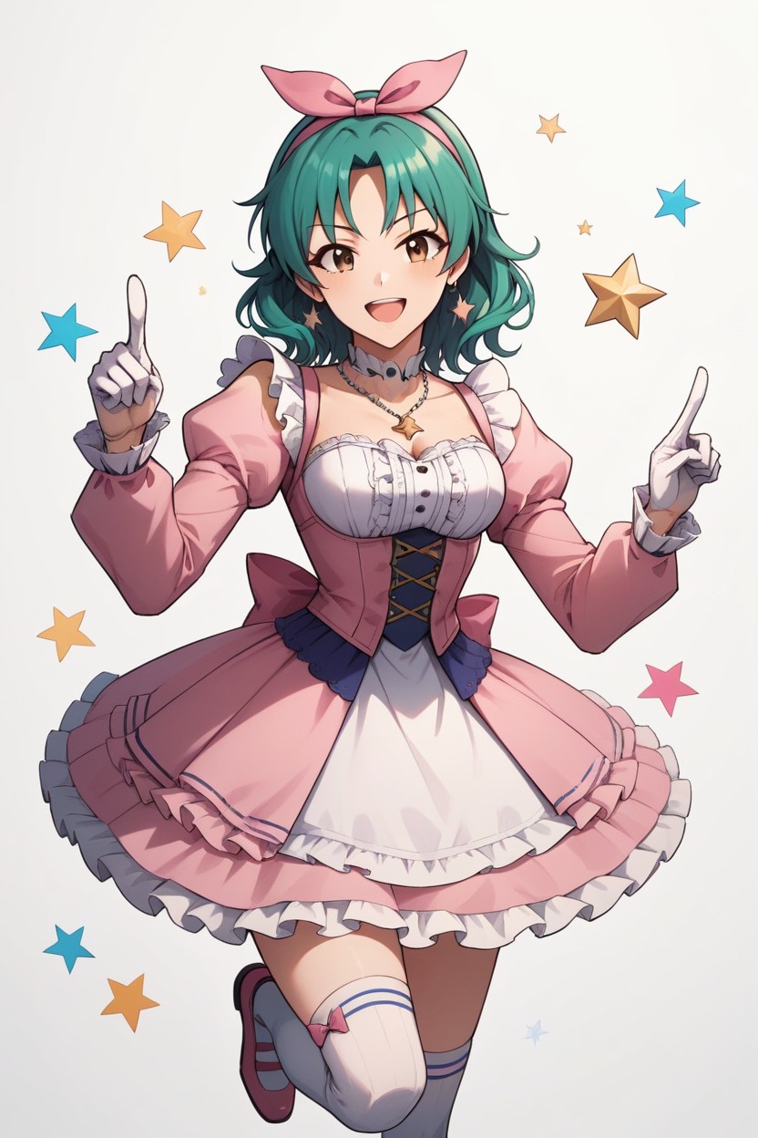 Tokugawa Matsuri Idolmaster, Dress Bow, Open Mouth AI Porn