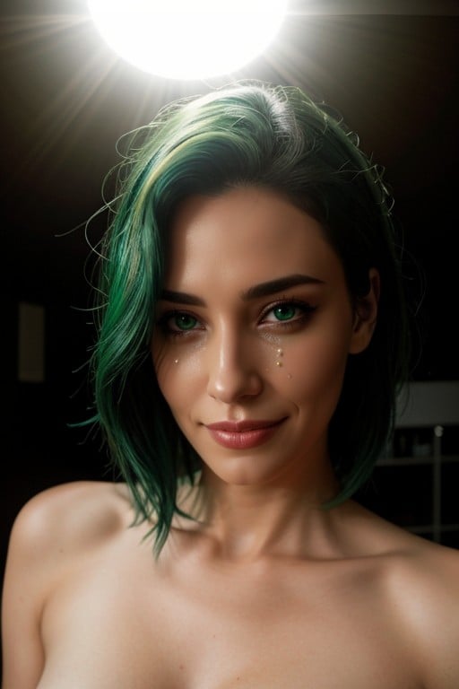 Fisheye Camera, Green Hair, Crying Furry AI Porn