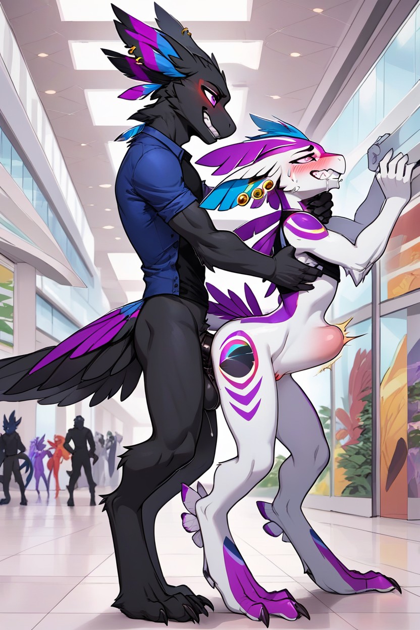Purple Eyes, Paws, Mall Furry AI Porn