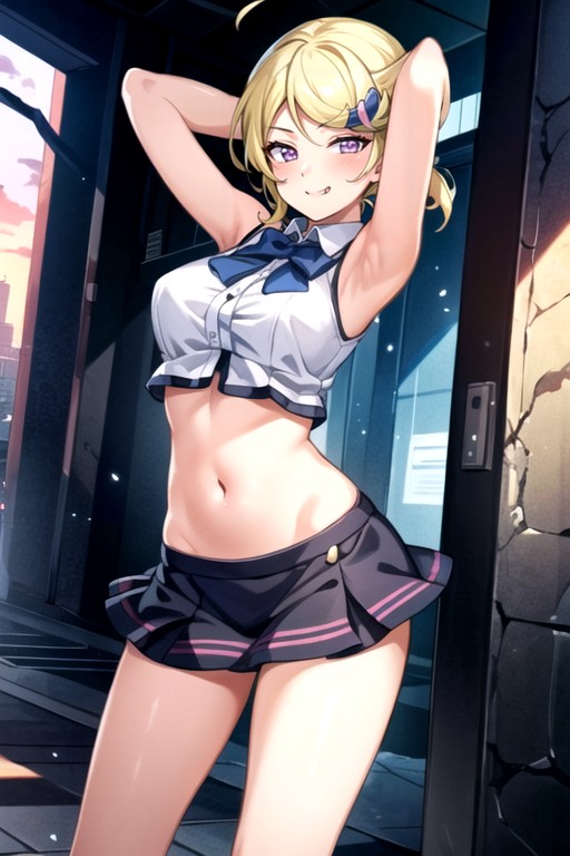 Arms Up, Navel Exposed, Crop Top Shemale AI Porn