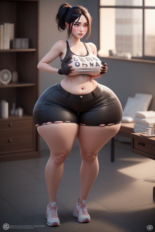 Massive Thighs, Gigantic Boobs, Massive Round Belly Pornografia de IA