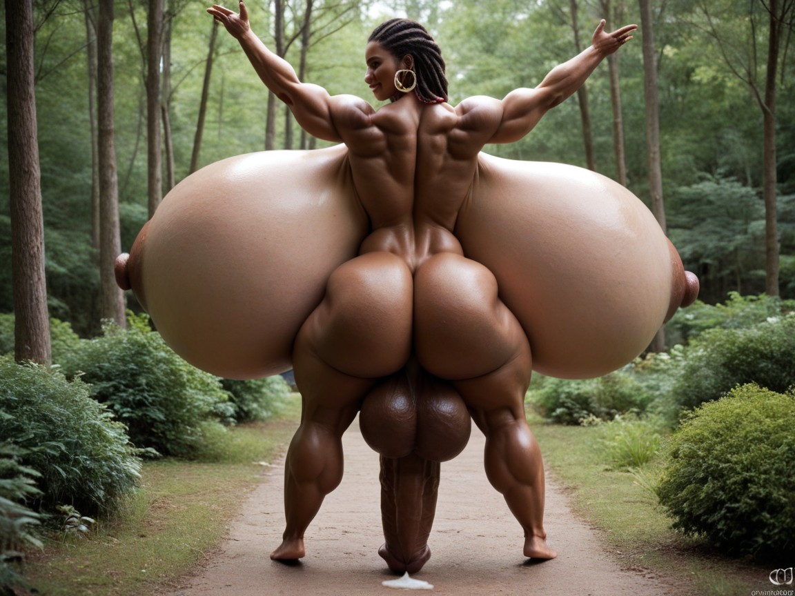 Muscular, Rear View, Super Close Up Shemale AI Porn