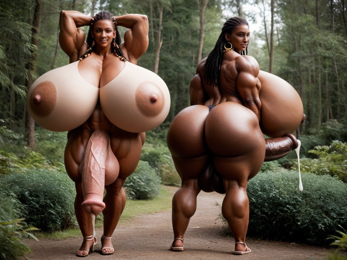 Side View, Muscular Breast, Futanari Shemale AI Porn