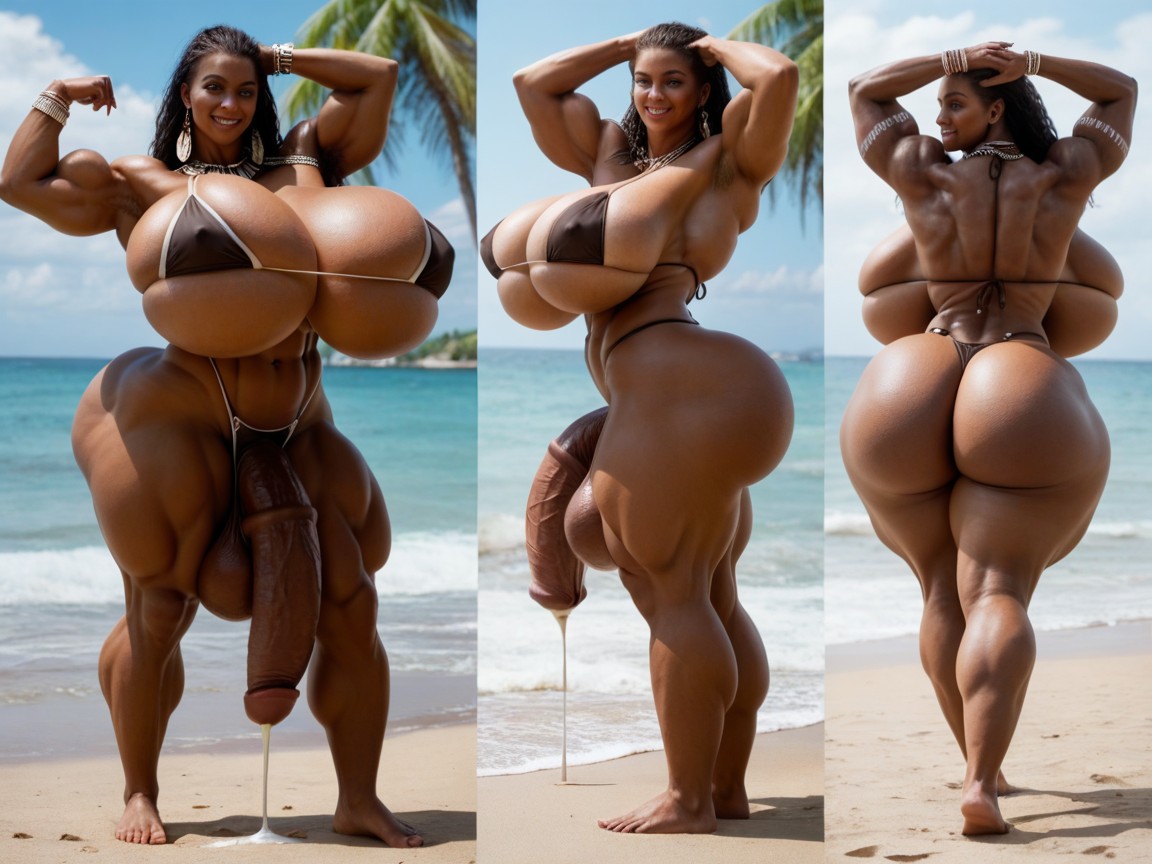 Futanari, Happy, Side View Shemale AI Porn