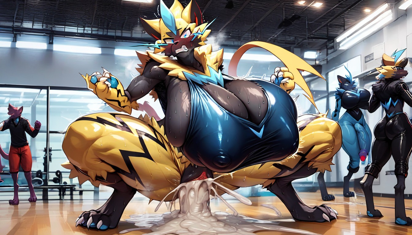 Cum Shot, Extremely Long Cock, Gigantic Cock Furry AI Porn