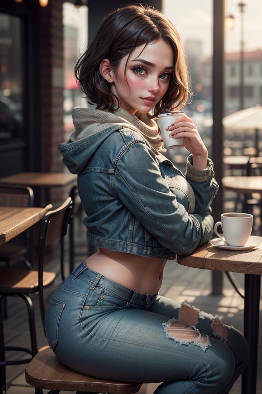 Big Hips, Which Is Located On The Sea Embankment, Green Eyes Hentai AI Porn