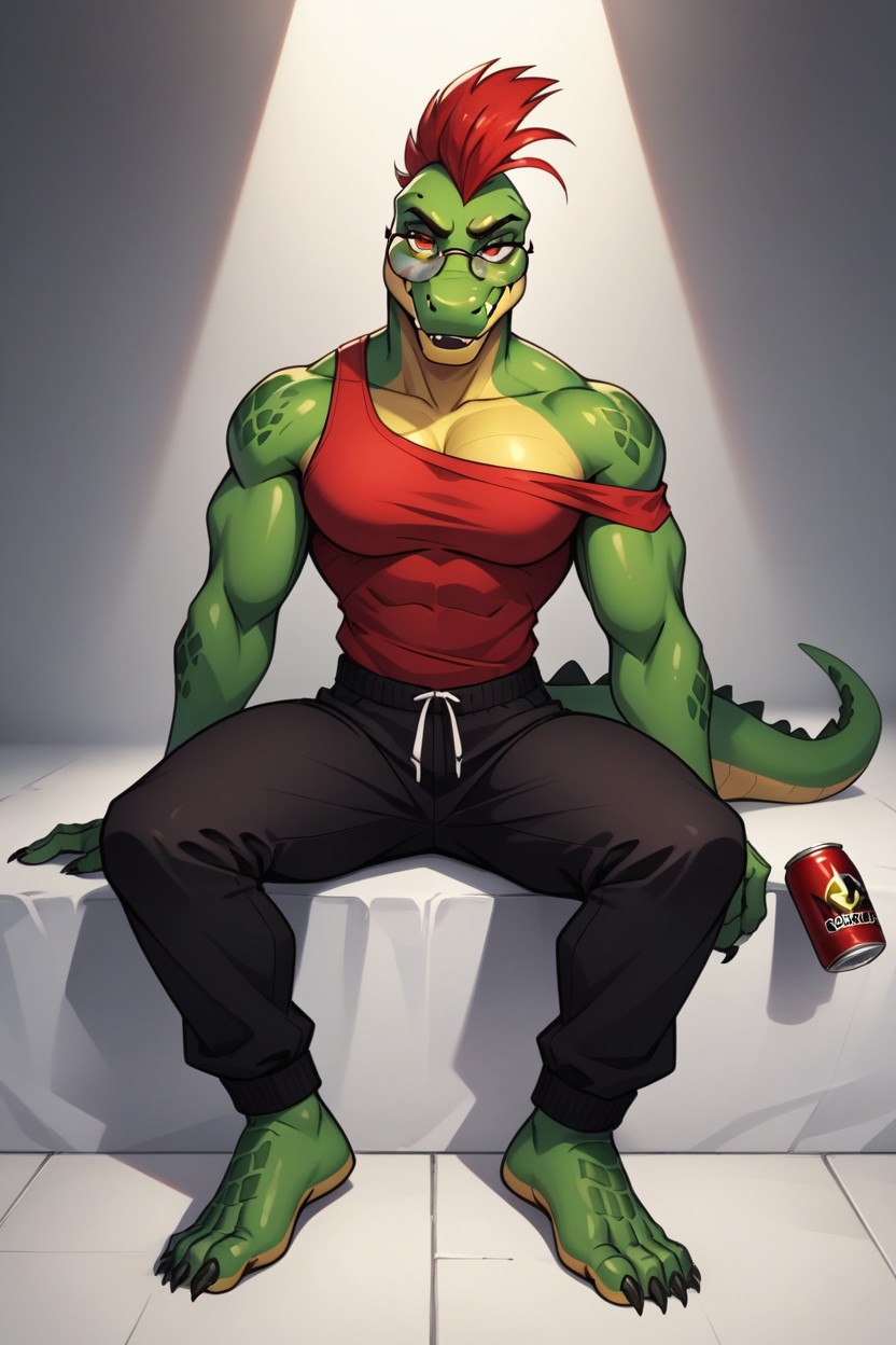 Full Body, Muscular, Off-shoulder Furry AI Porn