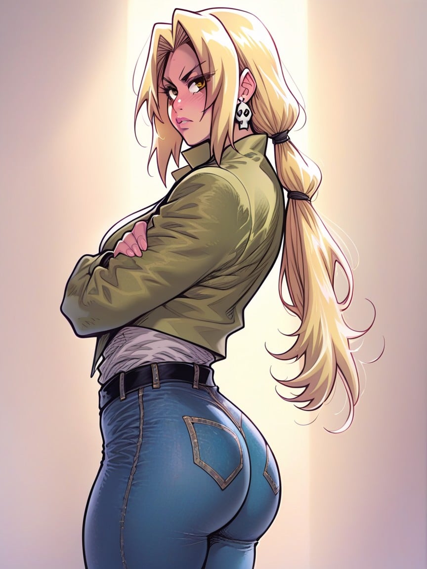 Jeans, 사이드뷰, ThighsAI 포르노