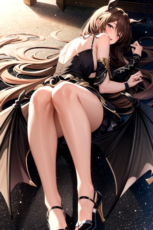 Hates Evil But Not Humanity, Is The True Dark Lord, Show Her Legs And Thighs And Full Body And Zoom Out CompletelyAIポルノ