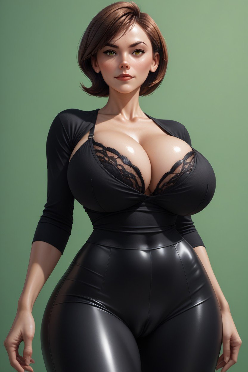 Helen Parr From Incredibles, Standing Up, Black Leggings And Black Tshirt Shirt AI Porn