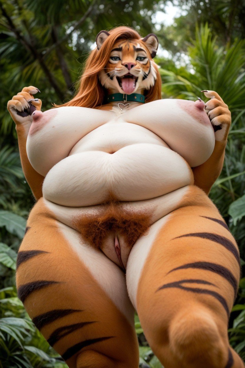 Paws, Hyper Rounded Ass Bbl, Jungle Background Фурри AI порно