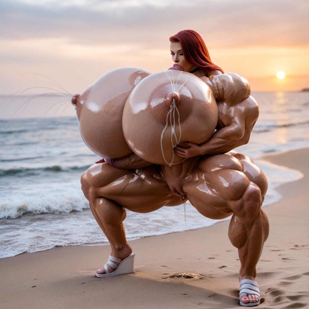 Excessive Muscle & Striation, Self Suck, Autopaizuri AI Porn