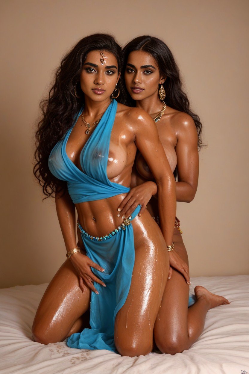 Sweaty, Female Masturbation, Wearing Ethnic Indian Sari Pornografia de IA