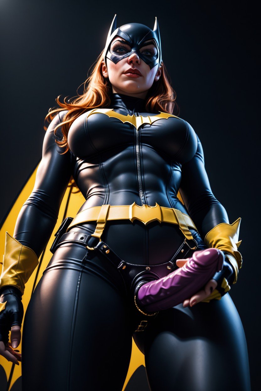 Batgirl, Holding Strapon Dildo In Hand, 손가락 없는 장갑AI 포르노