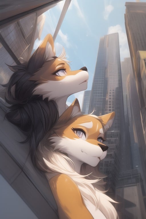 Close Up, Rooftop, Bottom Up Furry AI Porn