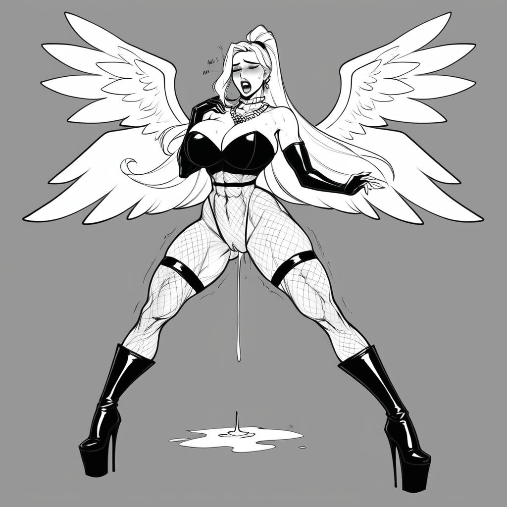 Rounded Ass, Angel, Simple Sketch AI Porn