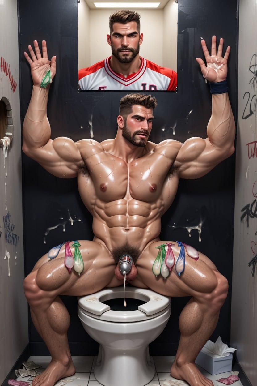 Pile Of Trash, Bathroom, Hand Prints On Ass AI Gay Porn