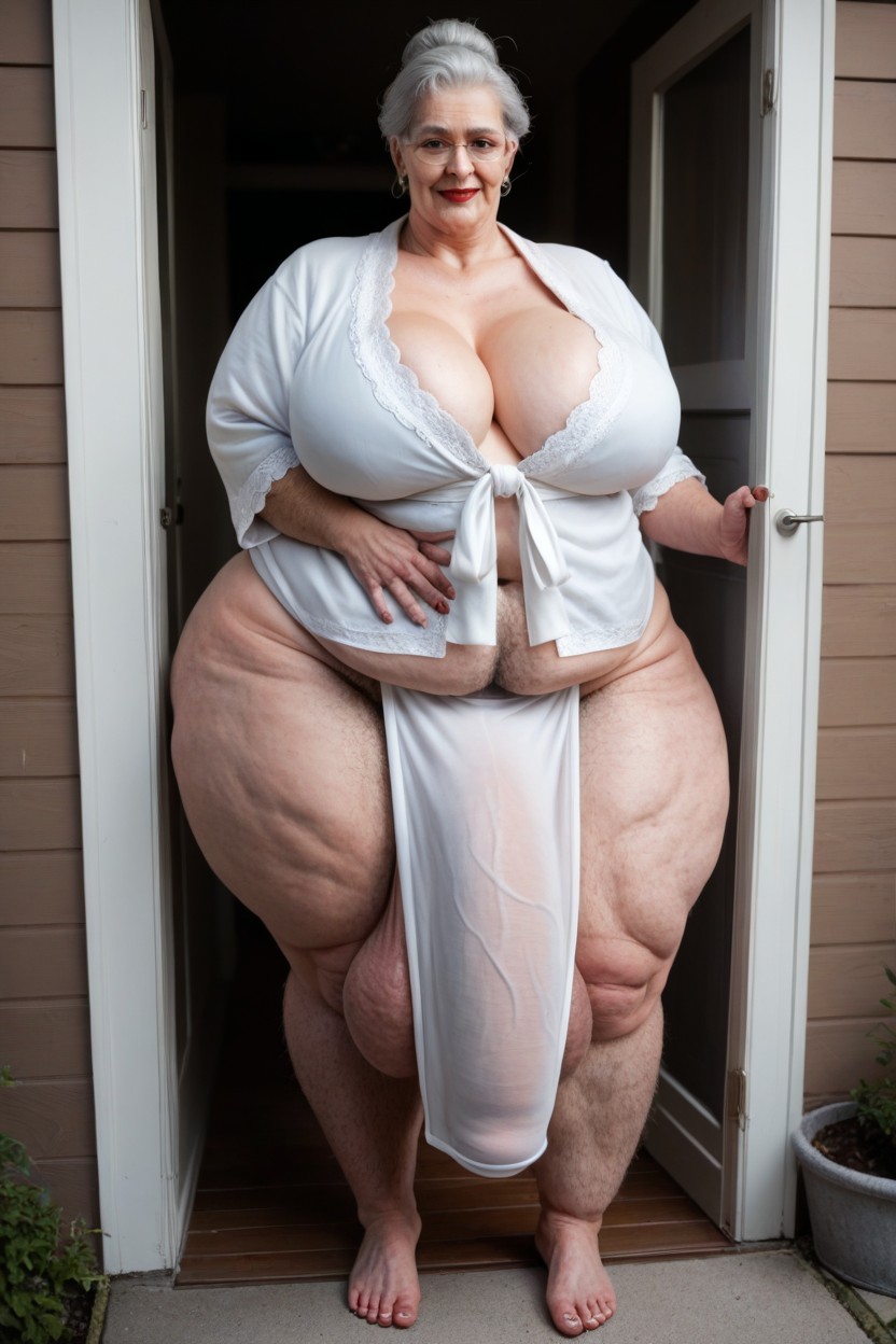 Pale Skin, Huge Bulge Under Clothing, Gigantic Shemale AI Porn