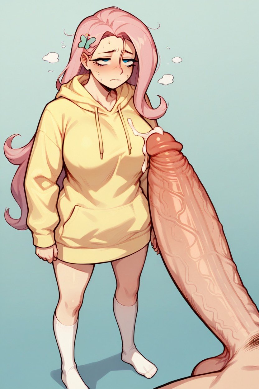 大腿高筒襪, Tired Gigantic Thick Cock Cum, Fluttershy A Flower Clip On The Top Of Her Head Pastel Yellow HoodieAI黃漫