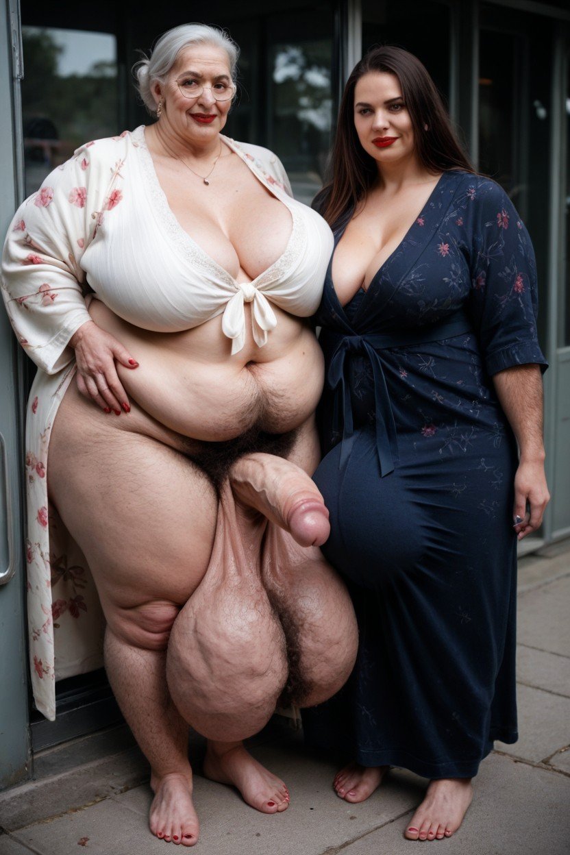 Extremadamente Pesado En La Parte Inferior, Gigantic Saggy Breast, StandingPorno IA de transexuales