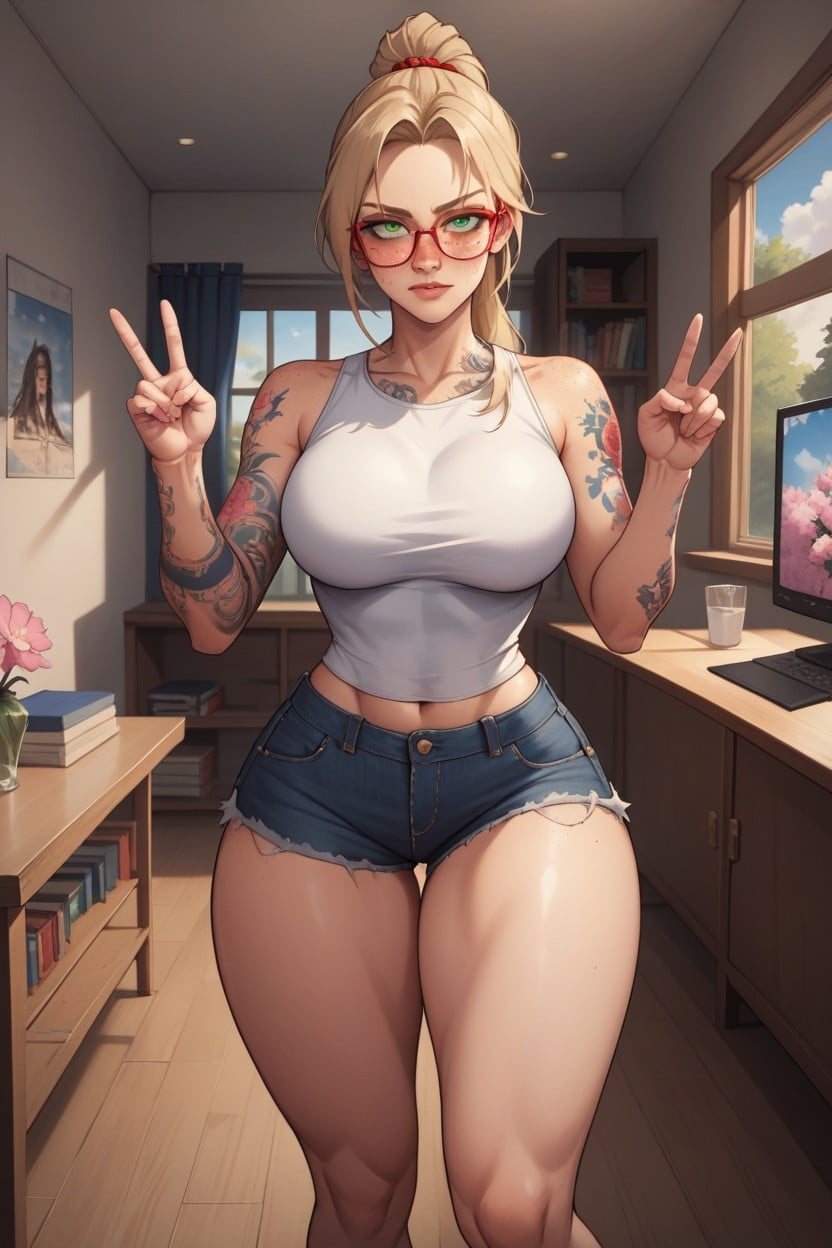 Sakura Garden, Red Glasses, Night Hentai AI Porn