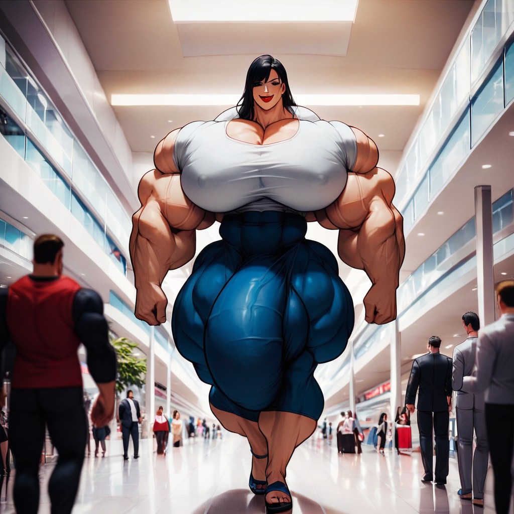 Hyper Gigantic Penis, Red Lipstick, Hyper Giant Muscles Shemale AI Porn