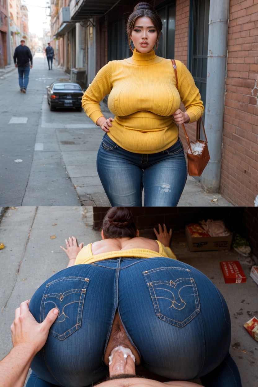 Pinned, Thick, Yellow Sweater AI Porn