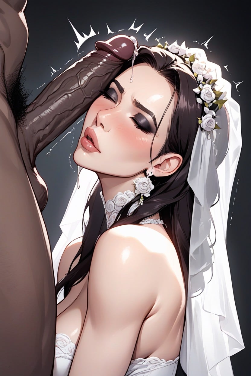 Eyes Closed, Twitching, Big Black Cock AI Porn