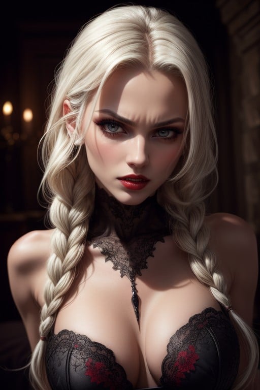 Sexy Mature Vampire Queen, Castle Bedroom, HdPorno AI